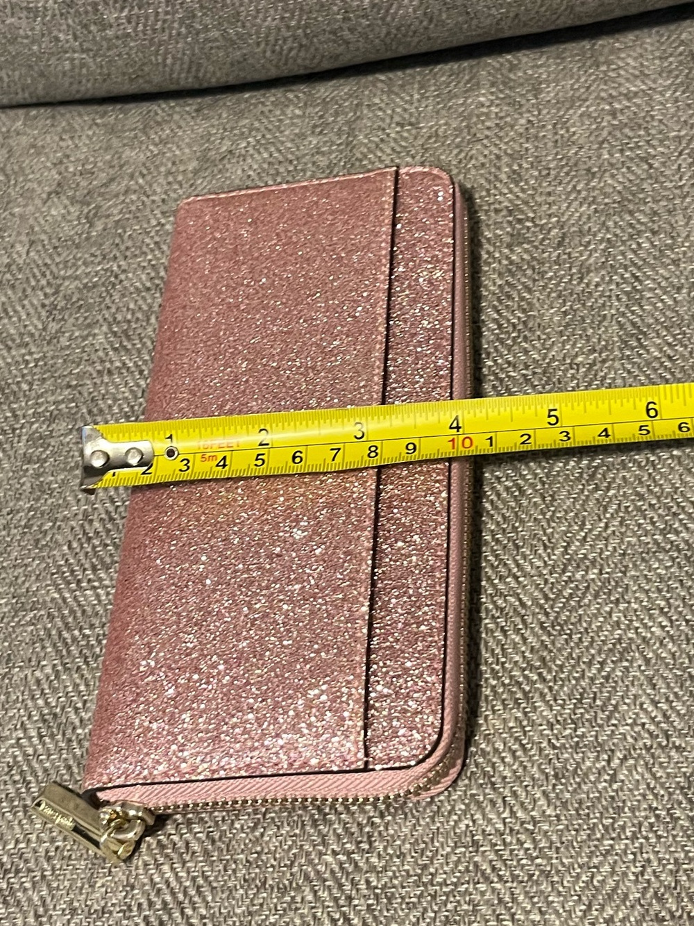 Kate Spade pink glitter zip around wallet - Picture 5 of 6